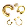 CBB-GD-INT-EX-1 Titanium Horseshoe Ring Piercing 18g to 00g Gold Septum Jewelry Bull Piercing Also for Nipple, PA Ring, Lips - Internal or External Threaded
