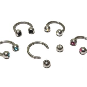 Titanium Horseshoe Ring Piercing  18g 16g 14g Septum Jewelry Bull Piercing with Gem Ball CZ Crystals - Also for Nipple, PA Ring and Lips