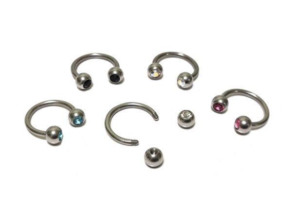 Titanium Horseshoe Ring Piercing  18g 16g 14g Septum Jewelry Bull Piercing with Gem Ball CZ Crystals - Also for Nipple, PA Ring and Lips