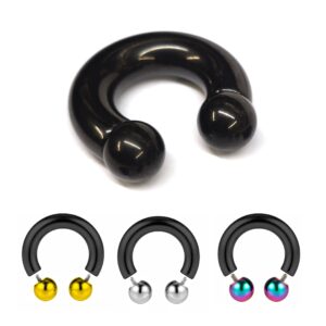 CBB-INT-BALL-BL-ALL-4 Black Prince Albert Jewelry Horseshoe PA Piercing with Custom Ball Circular Barbell