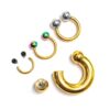 CBB-INT-BALL-GD-ALL-4 Gold Prince Albert Jewelry Horseshoe PA Piercing with Internally Threaded Custom Ball Circular Barbell