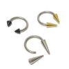 CBB-LONG-SHORT-SPIKE Titanium Spike Horseshoe Circular Barbell Ring Piercing 14G (1.6mm) Bull Piercing with Colorful Spikes - Also for Nipple, PA Ring and Lips