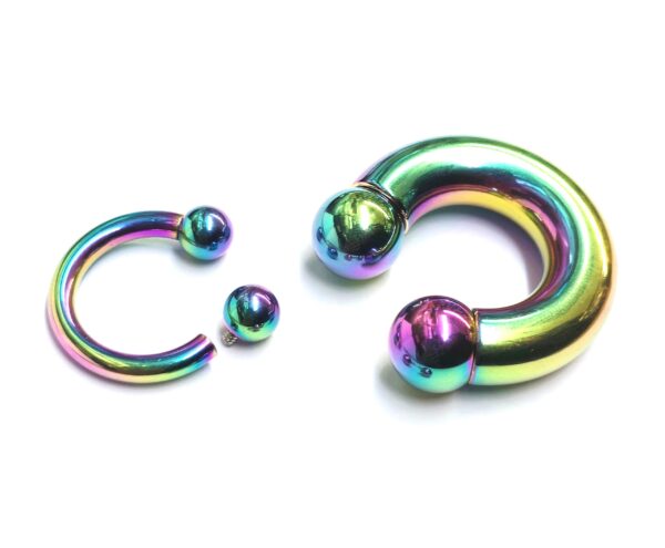 CBB-RBOW-PRINCE Rainbow Prince Albert Piercing, PA Ring - Circular Barbell, Horseshoe Barbell 10G to 00G Body Piercing