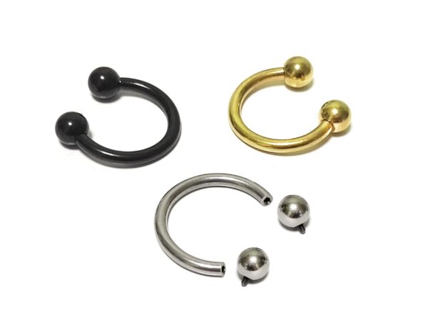 Titanium Internally Threaded Horseshoe Ring Piercing 16g to 00Gg Septum Jewelry Bull Piercing Also for Nipple, PA Ring and Lips