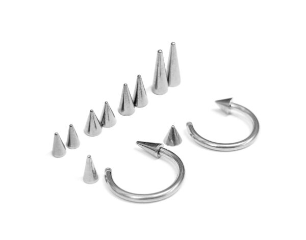 CBB-SS-SPIKE Titanium Spike Horseshoe Ring Piercing 18g 16g 14g Cone Septum Jewelry Bull Piercing Also for Nipple, PA Ring and Lips