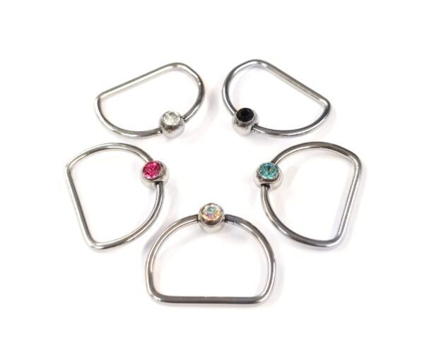 Titanium Gem Nipple Ring Jewelry, Nipple D-Ring Ball Hoops, Captive Ring - 16G 14G - 1piece -  Body Piercing Also for Daith, Septum, Eyebrow