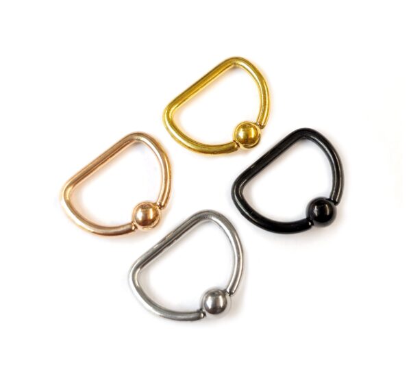 Titanium Nipple Ring Jewelry, Nipple D-Ring Ball Hoops, Captive Ring - 2pcs - Body Piercing Also for Daith, Septum, Eyebrow