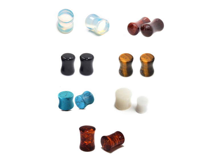 Double Flare Stone Ear Plugs Stretching Gauges, Expander, Big Gauges - 1 Pair (2pcs) - Size 8G 6G 4G 2G 1G 0G 00G
