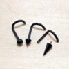 Titanium Black Nose Screw, Nostril Jewelry - 18G Internally Threaded in Ball Spike and Cones