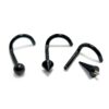 Titanium Black Nose Screw, Nostril Jewelry - 18G Internally Threaded in Ball Spike and Cones