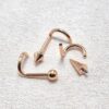 INT-NOSE-SCREW-RG-ALL-1 Titanium Rose Gold Nose Piercing Screw, Nostril Jewellery - 18G Internally Threaded in Ball Spike and Cones