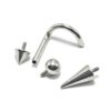 INT-NOSE-SCREW-SIL-ALL-2 Titanium Nostril Nose Piercing, Nose Screw - 18G Internally Threaded in Ball Spike and Cones