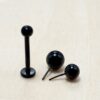 LAB-THREADLESS-BL-3 Titanium Threadless Black Labret Stud Piercing 18g 16g Lip Piercing Jewelry, Tragus Helix Cartilage Madonna Medusa Side Labret