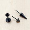 Titanium Threadless Spike Black Labret Stud Piercing 18g 16g Lip Piercing Jewelry, Tragus Helix Cartilage Madonna Medusa Side Labret