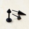 Titanium Threadless Spike Black Labret Stud Piercing 18g 16g Lip Piercing Jewelry, Tragus Helix Cartilage Madonna Medusa Side Labret