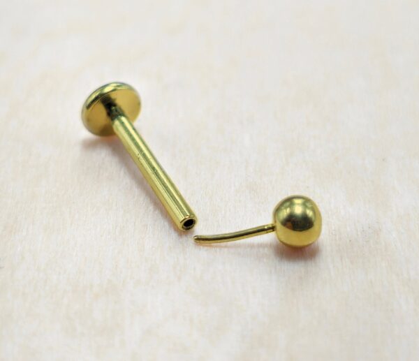 LAB-THREADLESS-GD-1 Titanium Threadless Gold Labret Stud Piercing 18g 16g Lip Piercing Jewelry, Tragus Helix Cartilage Madonna Medusa Side Labret