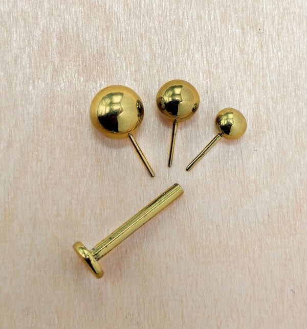 LAB-THREADLESS-GD-2 Titanium Threadless Gold Labret Stud Piercing 18g 16g Lip Piercing Jewelry, Tragus Helix Cartilage Madonna Medusa Side Labret