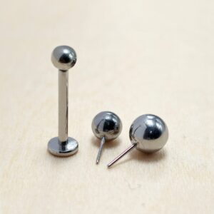 LAB-THREADLESS-SIL-3 Titanium Threadless Labret Stud Piercing 18g 16g Lip Piercing Jewelry, Tragus Helix Cartilage Madonna Medusa Side Labret