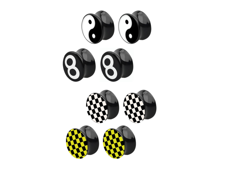 Acrylic Double Flared Gauge Saddle Ear Plugs - Stretching Kit, Ear Expender, Tunnel Gauges Size 8G 6G 4G 2G 0G 00G