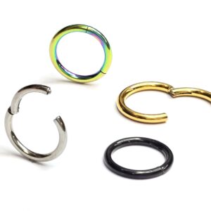 SEG-HING-ALL-2 Titanium Clicker Hoop - Clicker Ring Hinged Lip Jewelry - Segment Hing Rings 20g, 18g, 16g, 14g - 0.8, 1.0, 1.2, 1.6mm