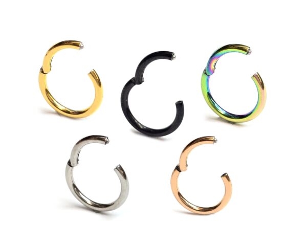 Titanium Lip Ring, Lip Hugger - 20g 18g 16g 14g Lip Piercing Hinged Ring - Clicker Hoops Steel, Gold, Rosegold, Black, Rainbow