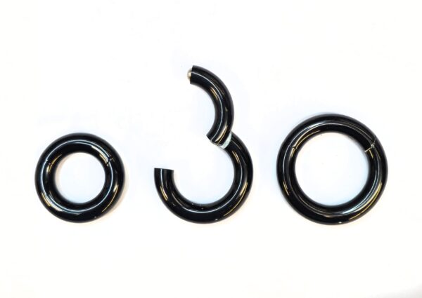 Titanium Black Septum Clicker Nose Ring, Septum Jewellery Large gauge, Big Size Nose Piercing - Segment Hinged Ring - 12G to 4G