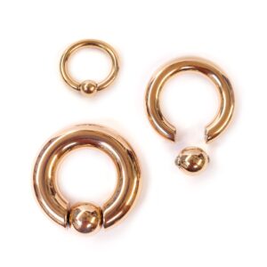 SPRING_CLIP-BCR-RG Titanium Rose Gold Captive Ball Ring Piercing 18g to 00g ,Big Gauge is with Spring Ball Septum Nose Piercing Jewelry Also Piercing for Genital