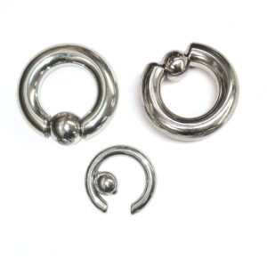SPRING_CLIP-BCR-SIL-1 Titanium Ball Hoop Earring, CBR Closure Ball Ring with Spring Ball Ear Piercing - 12G-6G Medium - 8G to 00G Big Ear Gauge With Spring Ball