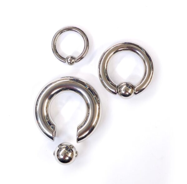 SPRING_CLIP-BCR-SIL-2 Captive Ball Ring Piercing 00g to 12g Big Gauge is with Spring Ball Septum Nose Piercing Jewelry Also Piercing for Genital