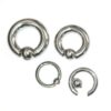 Titanium Ball Hoop Septum Ring, CBR Closure Ball Nose Ring, Spring Ball BCR - 18G-6G Small - 8G to 00G Large Gauge Nose Hoops - Captive Ball