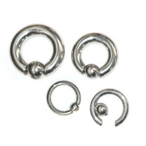 SPRING_CLIP-BCR-SIL Titanium Ball Hoop Septum Ring, CBR Closure Ball Nose Ring, Spring Ball BCR - 18G-6G Small - 8G to 00G Large Gauge Nose Hoops - Captive Ball
