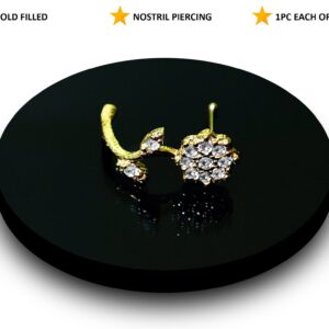 14K Gold Flower Nose Stud Jewellery, Nose Piercing with CZ Crystals - 28G very thin Nose Pin