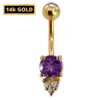 14K Gold Belly Ring - Design Belly Bar with the Highest Quality Crystals Hand Set & Polished - Navel Jewellery for someone Very Special