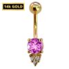 14K Gold Belly Ring - Design Belly Bar with the Highest Quality Crystals Hand Set & Polished - Navel Jewellery for someone Very Special