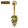 14K Gold Belly Ring - Design Belly Bar with the Highest Quality Crystals Hand Set & Polished - Navel Jewellery for someone Very Special