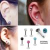 Titamium Flat Back Cartilage Earring- Color Disco Ball Labret Jewelry Body Piercing for Monroe Lip Ring Tragus Helix Earring Stud