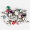 Internally Threaded Belly Ring, Navel Jewelry with Double Gem Crystal - Titanium Implant - 14g Belly Bar size 8mm to 12mm