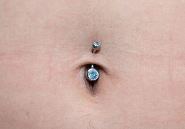 Internally Threaded Belly Ring, Navel Jewelry with Double Gem Crystal - Titanium Implant - 14g Belly Bar size 8mm to 12mm