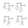 Helix Earrings, Barbell Charm - 16g Barbell Studs with Silver Dangle Alphabet A-Z Charm - Piercing for Rook, Industrial Bar, Tragus