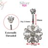 il_fullxfull.4020224370_fnco Silver Belly Button Piercing, Belly Bars - Unique Style Belly Ring with High Quality CZ Crystals - Navel Ring - 14g (1.6mm) Length is 10mm