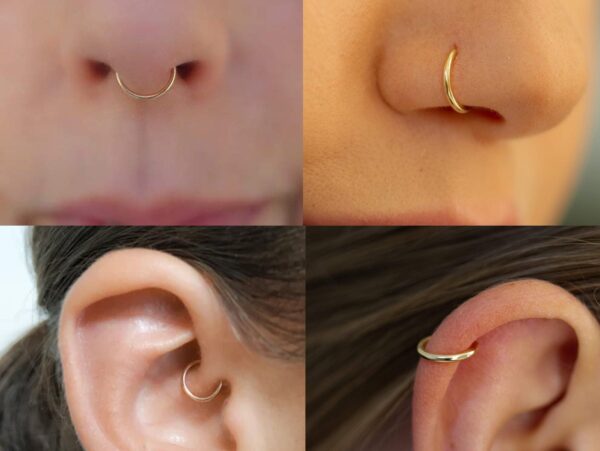 14K Solid Gold Nose Ring - Thin Gold Nose Piercing Hoop Ring - 20 Gauge (0.8mm) - Septum Ring, Nose Piercing, Dainty Ring, Helix Ring