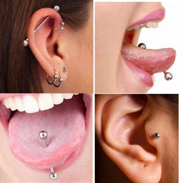 Titanium Industrial Barbell Piercing Jewelry - 16g 14g Body Piercing Also for Nipple, Tongue Bar, Helix, Nose Bridge