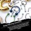 Titanium Gold Nipple Jewelry, Nipple Bar Internal/External - 16g 14g - Body Piercing Also for Nipple, Industrial Bar, Helix, Nose Bridge