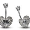 Silver Belly Button Piercing, Belly Bars - Heart Belly Ring Studded with Quality CZ Crystals - Navel Ring - 14g (1.6mm) Length is 10mm