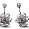 Silver Belly Button Piercing, Belly Bars - Flower Belly Ring with High Quality CZ Crystals - Navel Ring - 14g (1.6mm) Length is 10mm