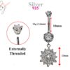 Silver Belly Button Ring, Belly Bars- Dangle drop Flower Belly Ring with High Quality Crystals - Navel Ring - 14g (1.6mm) Length is 10mm