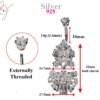 Silver Belly Button Ring, Navel Ring - Dangle Drop Belly Bar with High Quality CZ Crystals - Curved Barbell - 14g (1.6mm) Length is 10mm