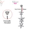 Silver Belly Button Piercing, Belly Bars - Triple dangle Flower Belly Ring with High Quality CZ Crystals Navel Ring 14g (1.6mm) Length 10mm