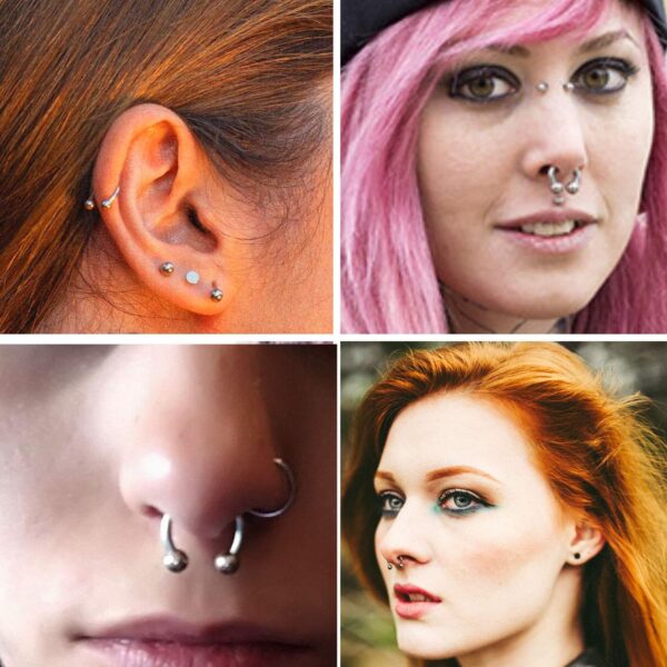 Circular Barbell Nose Ring - Surgical Steel 18g 16g 14g 12g Horseshoe Ring Piercing Also for Helix Lip Nipple Daith Tragus Cartilage Earring