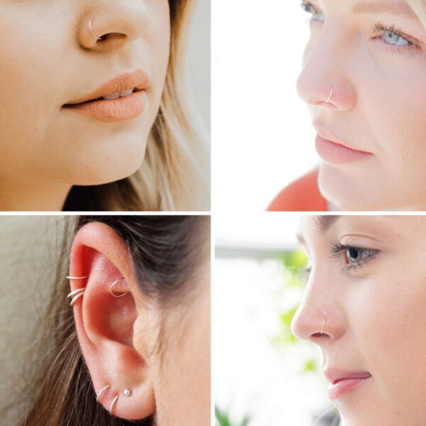 Titanium Thin Nose Ring, Nostril Ring 20g 18g Seamless Ring in many Colours - Cartilage, Tragus, Ring Hoop, Indian Nose Ring